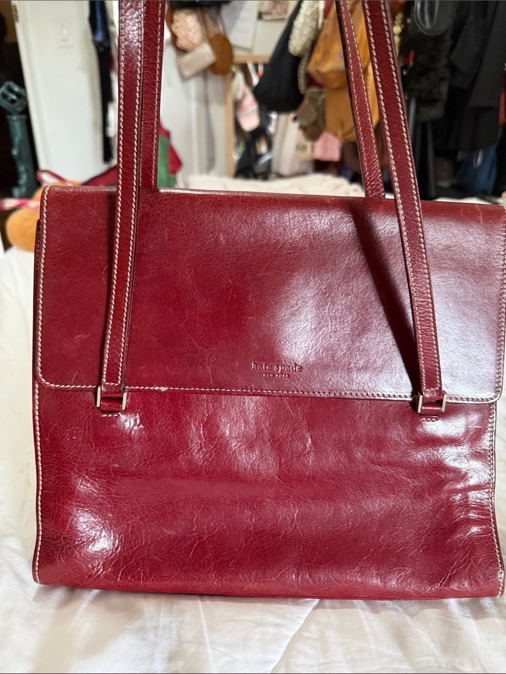 kate spade Burgundy Leather Shoulder Bag